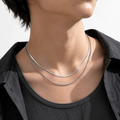 Snake & Rope Layered - Necklace〈Silver〉