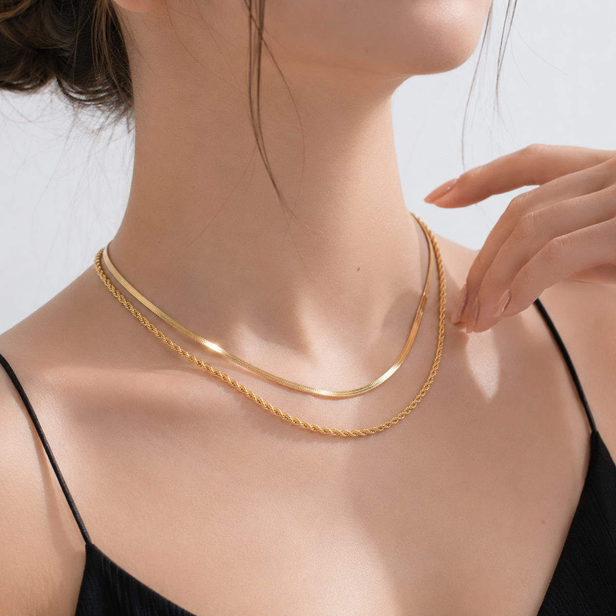 Snake & Rope Layered - Necklace〈Gold〉