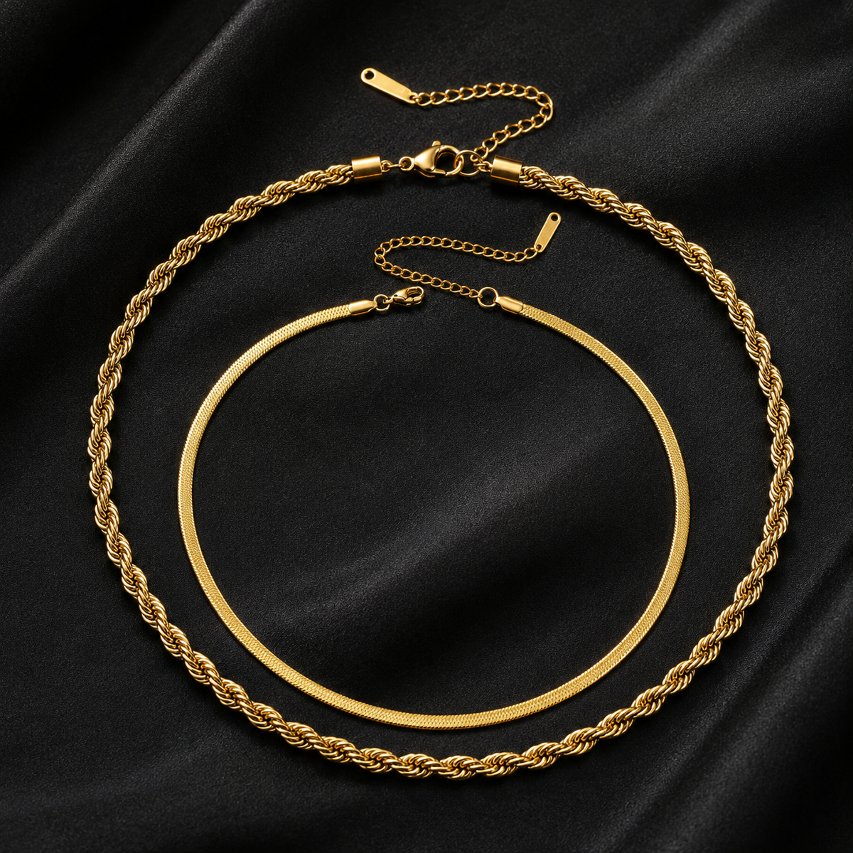 Snake & Rope Layered - Necklace〈Gold〉
