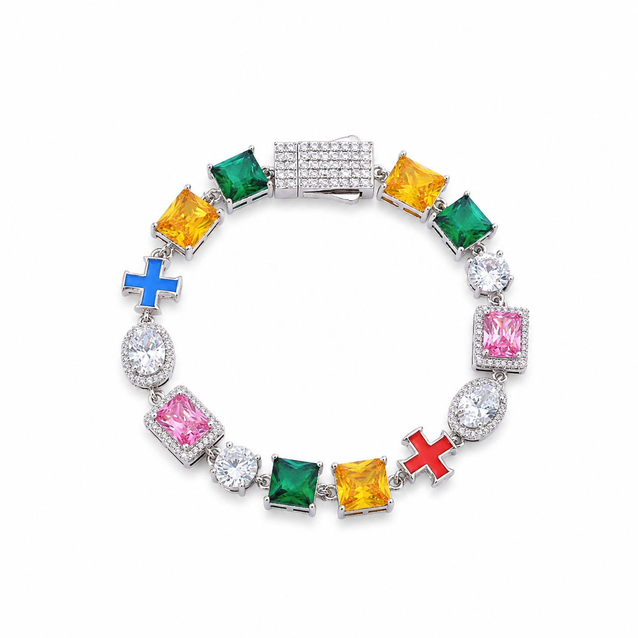 Luxury Multicolor Jewel Cross Bracelet