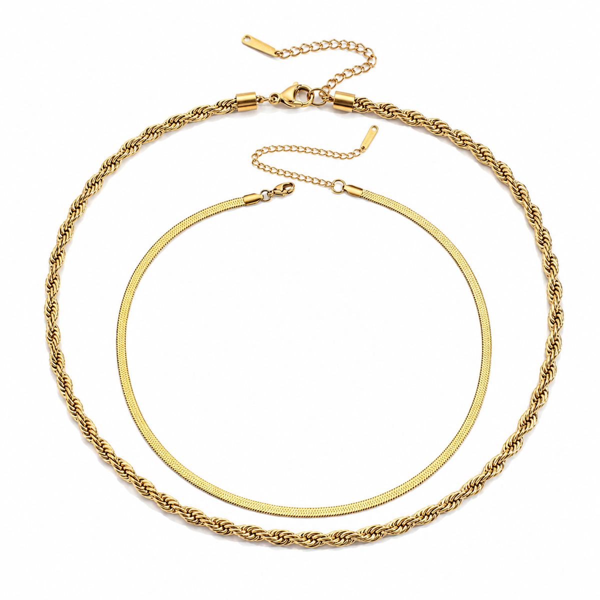Snake & Rope Layered - Necklace〈Gold〉