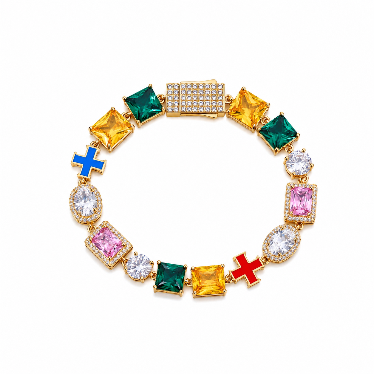 Luxury Multicolor Jewel Cross Bracelet
